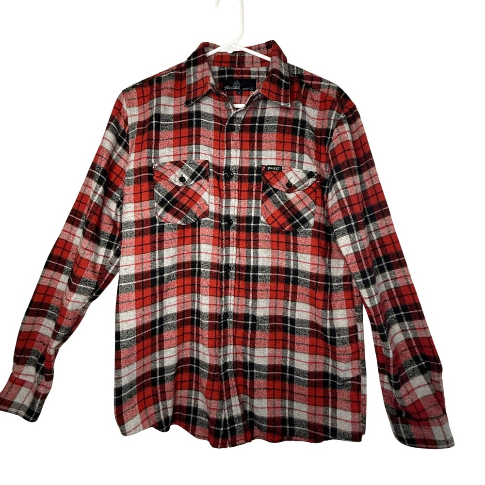 Molokai Surf Co Red Black Plaid Flannel Shirt Mens S Grunge Outdoors